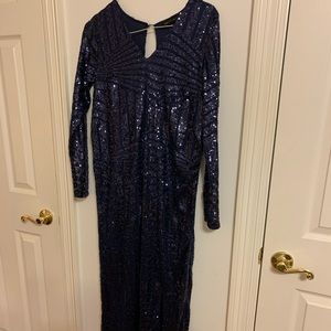 Maternity navy sequin formal dress, long
